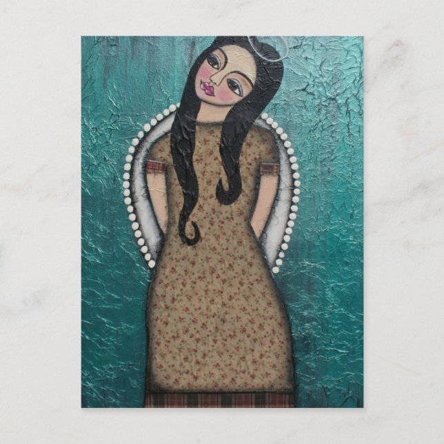 FOLK ART Angel FRÅN LORI EVERETT-vykort Vykort (Framsida)