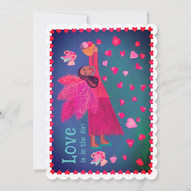 Folk Art Ängelvalentin Julkort (Framsida)