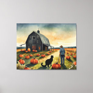 Folk Art Autumn Americana Canvastryck