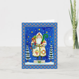FOLK ART BALTIMORE QUILT PAPPA JUL Verse Helgkort