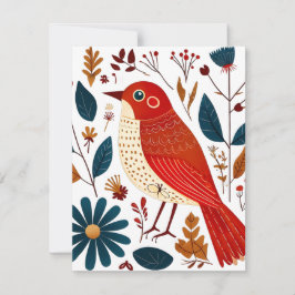 Folk Art Bird Julkort