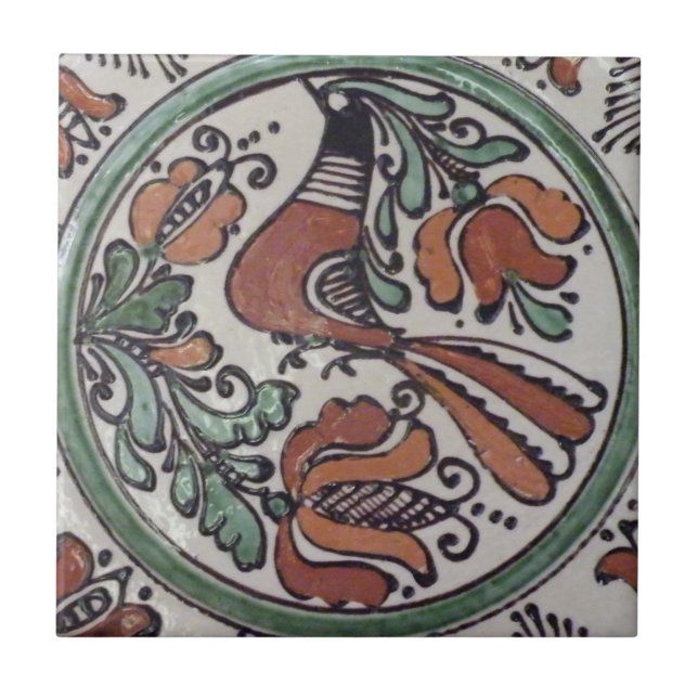 Folk Art Bird Kakelplatta (Framsidan)
