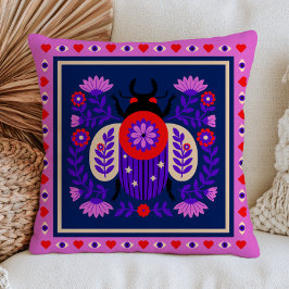 Folk Art Blommig Insekt Funky Maximalist Cottageco Kudde