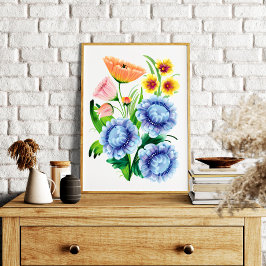 Folk Art-Blommigt Fototryck