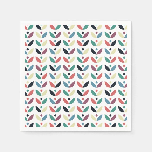Folk Art Blommigt Geometric Mönster Pappersservett (Framsidan)