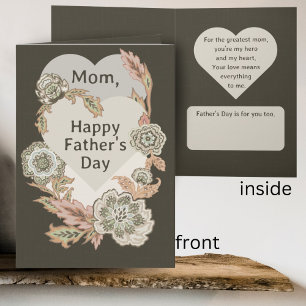 Folk Art Blommigt Heart Single Mor Fars dag Kort