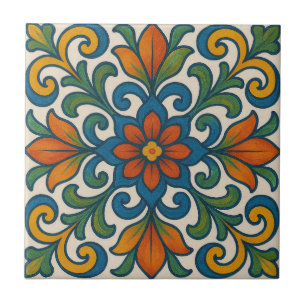 Folk Art-Blommigt Kakelplatta