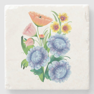 Folk Art-Blommigt Stenunderlägg