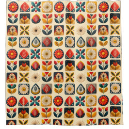 Folk Art-Blommönstret i Warm Retro Färg