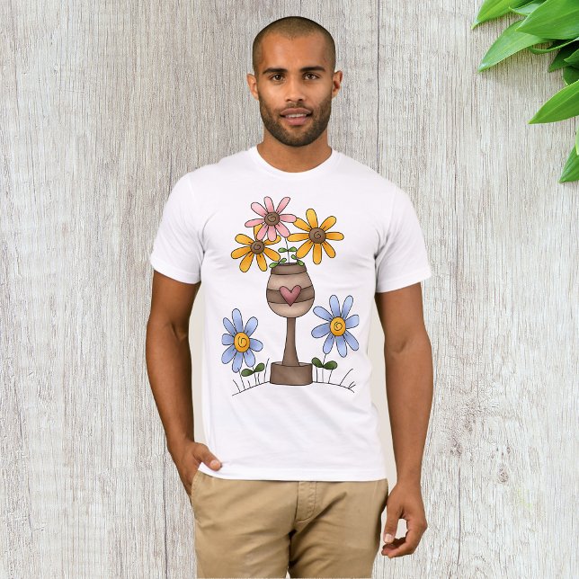 Folk Art Blomvas med hjärta T Shirt (Skapare uppladdad)