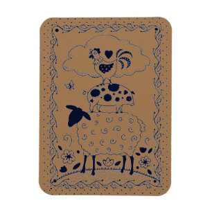 FOLK ART BOSKAP SHEEP, GRIS, TUPP Land Magnet