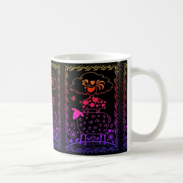 FOLK ART BOSKAP SHEEP GRIS TUPP primitive Kaffemugg (Höger)