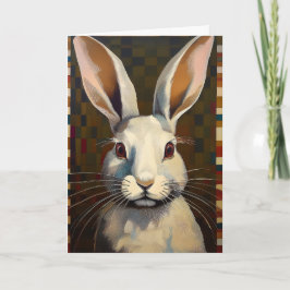 Folk Art Bunny Rabbit Art Blank Card Kort