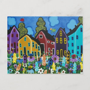 FOLK ART Busy Bee BY LORI EVERETT-vykort Vykort