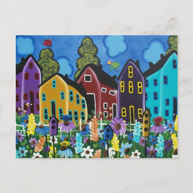 FOLK ART Busy Bee BY LORI EVERETT-vykort Vykort (Framsida)