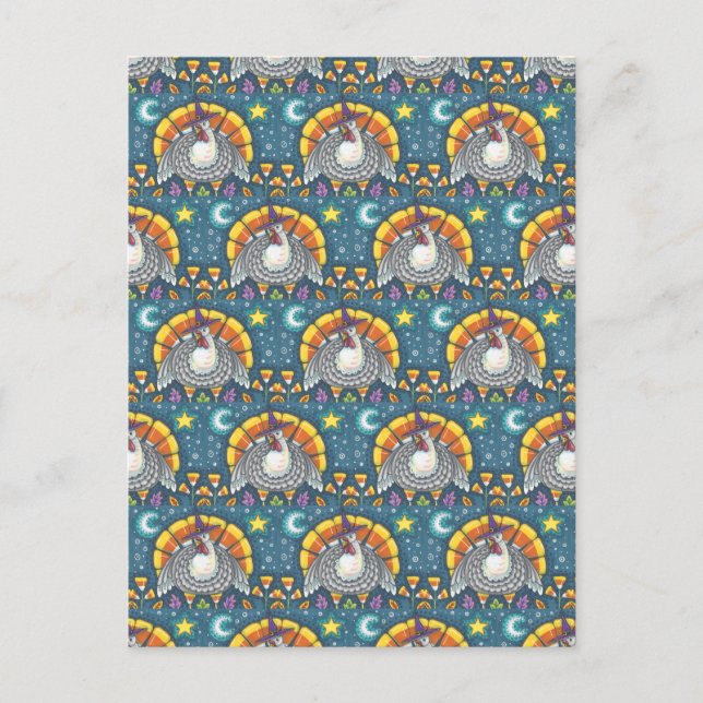 FOLK ART CANDY CORN TURKEY PILGRIM, THANKSGIVING VYKORT (Framsida)