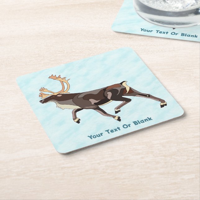 Folk Art Caribou/Ren Underlägg Papper Kvadrat (Vinklad)