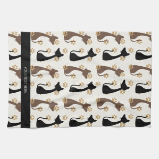 Folk Art Cat Pattern | Farmhouse Kitchen Kökshandduk