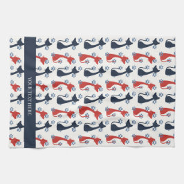 Folk Art Cat Pattern | Farmhouse Kökshandduk