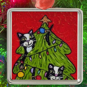 Folk Art Cats Julgran Julgransprydnad Metall