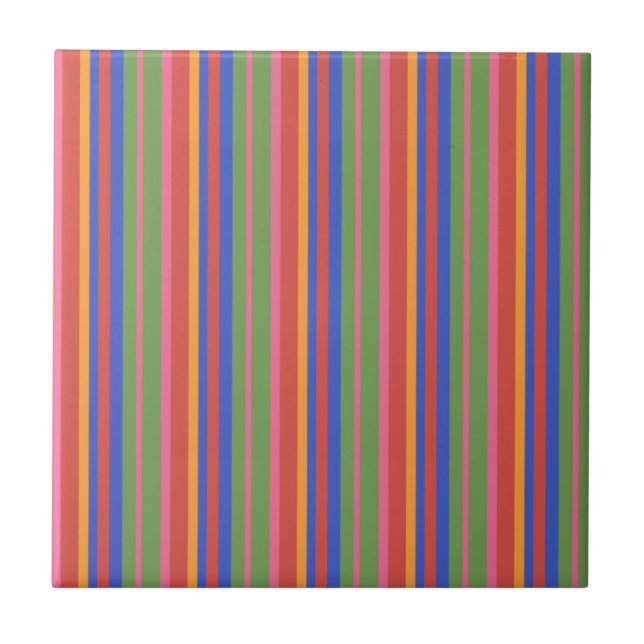 Folk Art Collection Brighly Stripe Ceramic Tile Kakelplatta (Framsidan)