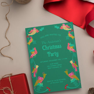 Folk Art Fåglar Julfest Inbjudningar