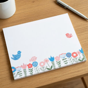Folk Art Fåglar och Blommor Anteckningsblock