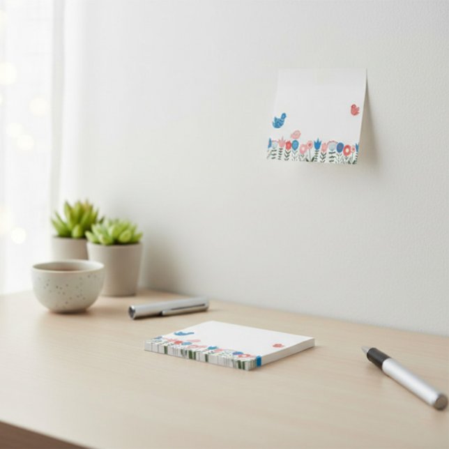 Folk Art Fåglar och Blommor Post-it® Notes Post-it Block (Skapare uppladdad)