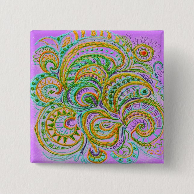 Folk Art Fantasy Mönster Knapp (Framsida)