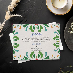 Folk Art Färgglada Blommiga Fiesta Spansk Bröllop Tack Kort