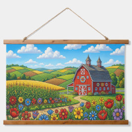  Folk Art Farm Landscape Tapestry – Barn, 