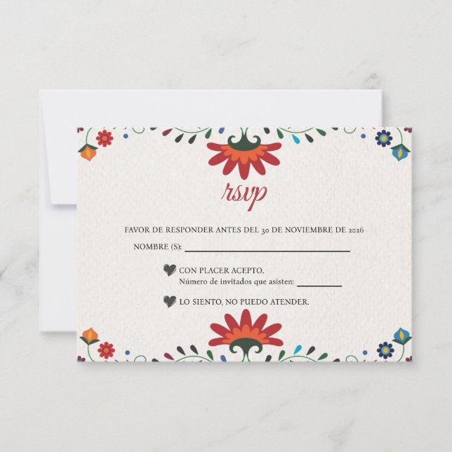 Folk Art Floral Botanical Fiesta Spanish Wedding OSA Kort (Framsida)