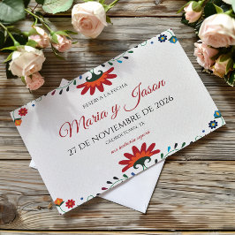 Folk Art Floral Botanical Fiesta Spanish Wedding Spara Datumet