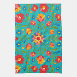 Folk art floral  kökshandduk