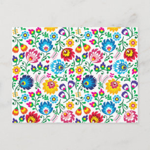 Folk Art Flower Mönster 2 Helg Vykort