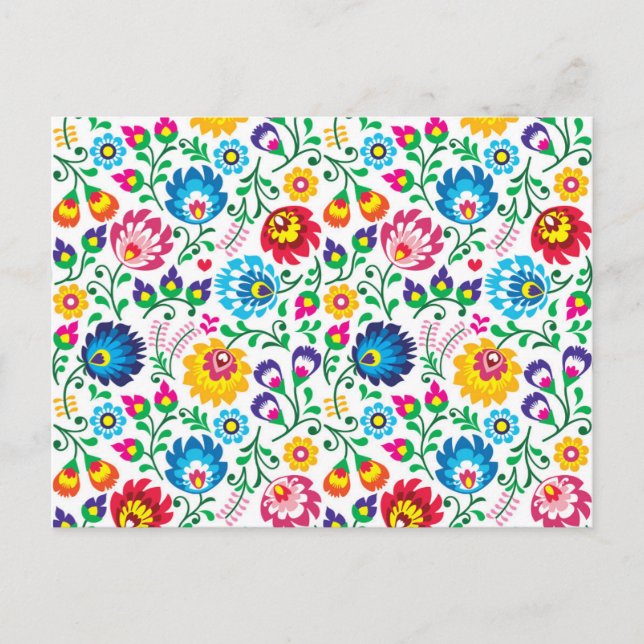 Folk Art Flower Mönster 2 Helg Vykort (Framsida)
