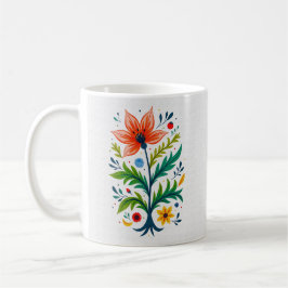 Folk Art Flower Tree Cottagecore Rustic Botanical Kaffemugg