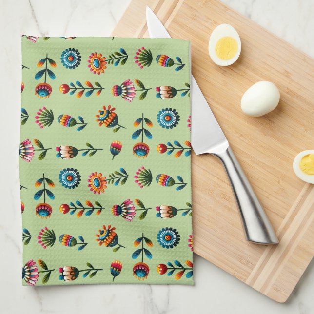 Folk Art Flowers Kitchen Towel Kökshandduk (Vikt i Fjärdedel)