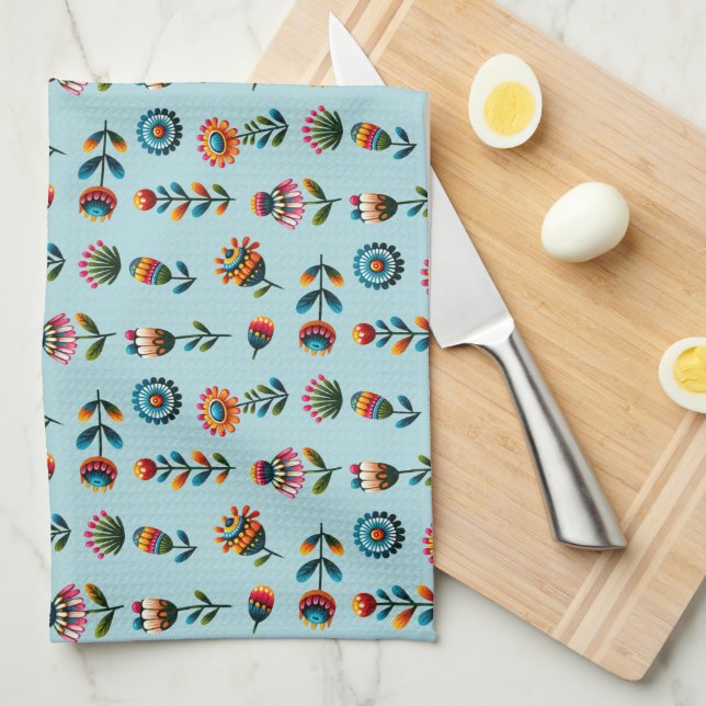 Folk Art Flowers Kitchen Towel Kökshandduk (Vikt i Fjärdedel)