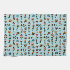Folk Art Flowers Kitchen Towel Kökshandduk