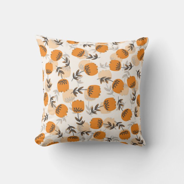 Folk Art Flowers Scandinavian Stil Kudde (Framsida)