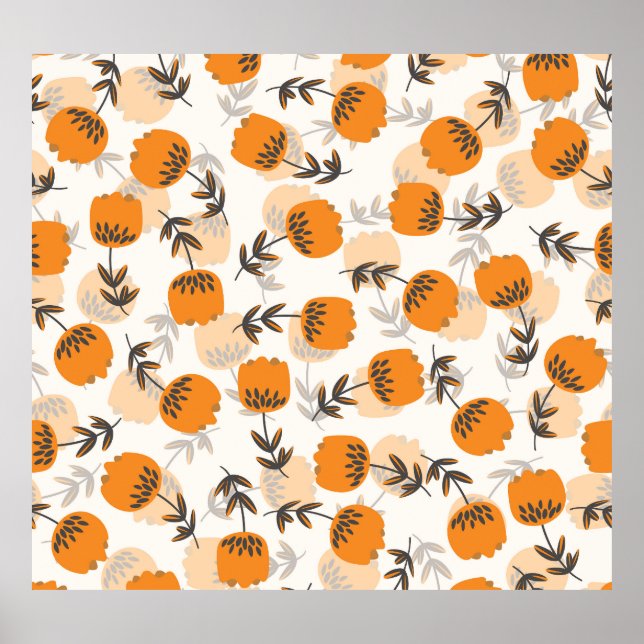 Folk Art Flowers Scandinavian Stil Poster (Framsidan)