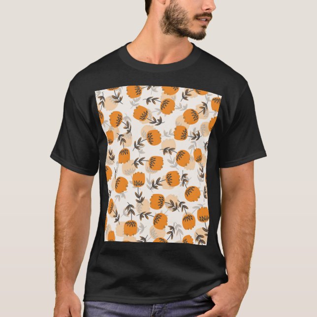 Folk Art Flowers Scandinavian Stil T Shirt (Framsida)