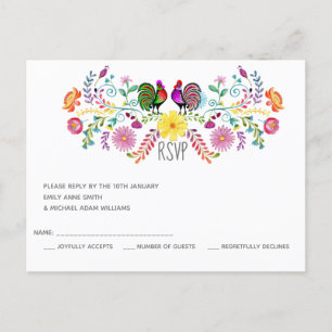 Folk Art Flowers Tupp OSA Inbjudan Vykort