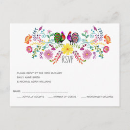 Folk Art Flowers Tupp OSA Inbjudan Vykort