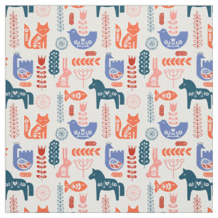 Folk Art Forest Animal Nursery Tyg