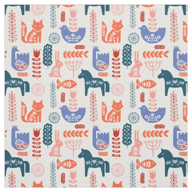 Folk Art Forest Animal Nursery Tyg (Provkarta)