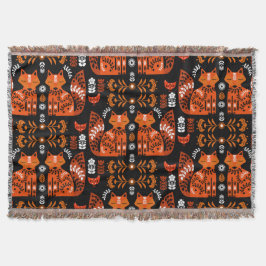 Folk Art Fox och Hen Filt