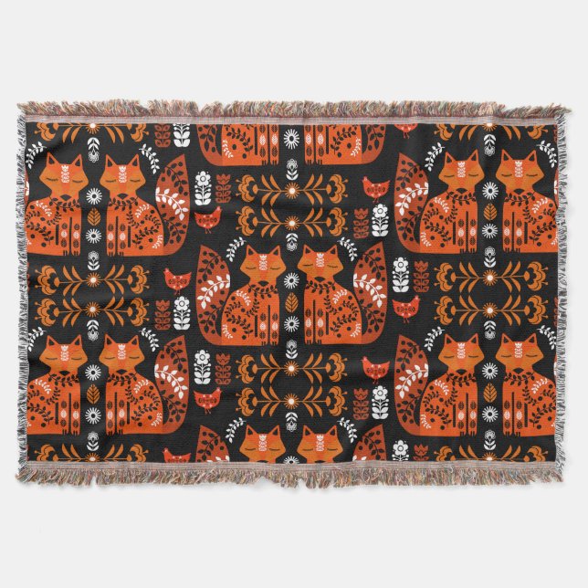 Folk Art Fox och Hen Filt (Framsidan)