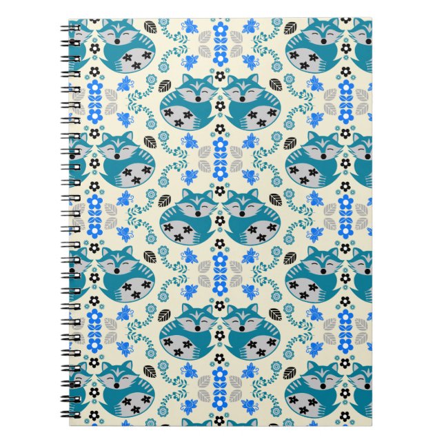 Folk Art Fox Print Decor Anteckningsbok (Framsidan)